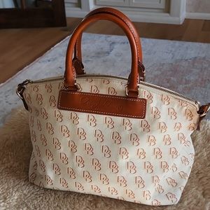 Very Pretty Dooney & Bourke Leather and Canvas Satchel